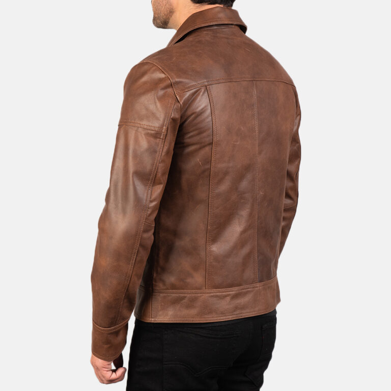 Mens Lavendard Brown Leather Biker Jacket7848-8-1577528741679
